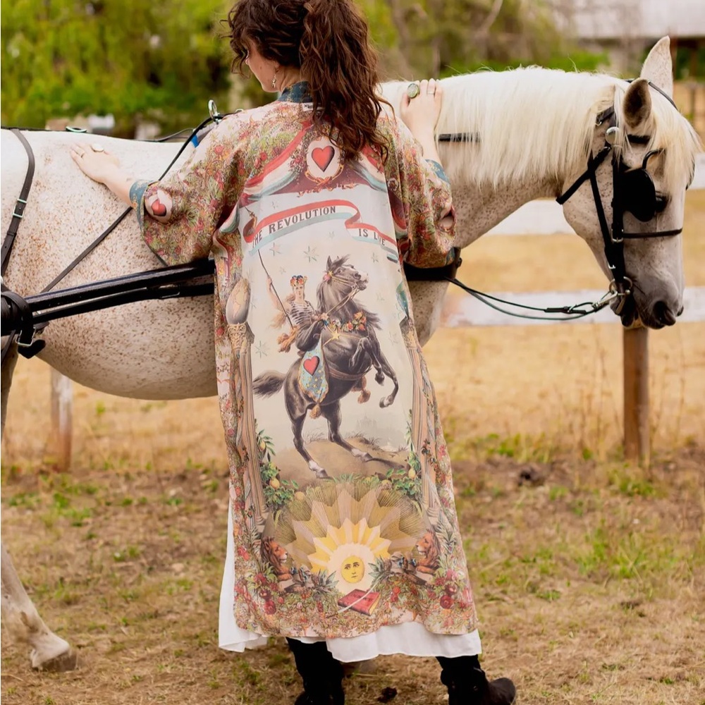 LOVE REVOLUTION OPERA DUSTER FULL LENGTH by Market of Stars Kimono robe w/ belt - Picture 7 of 16